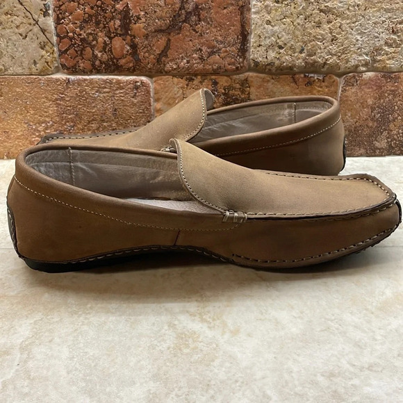 Varese Men’s Shoes Slip On Loafers Faux Leather Square Toe Light Brown Size 13 - Picture 10 of 15